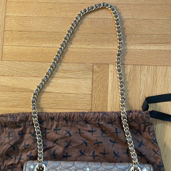 Rebecca Minkoff | Quilted Affair Studded Crossbody Bag Purse gray chain link - Picture 9 of 17